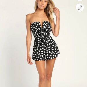 Lulu's Black and White Strapless Romper